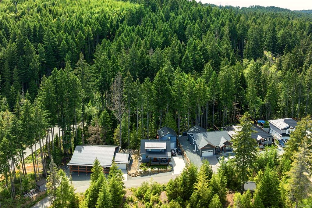 Homes on a forested hillside in the Malahat area